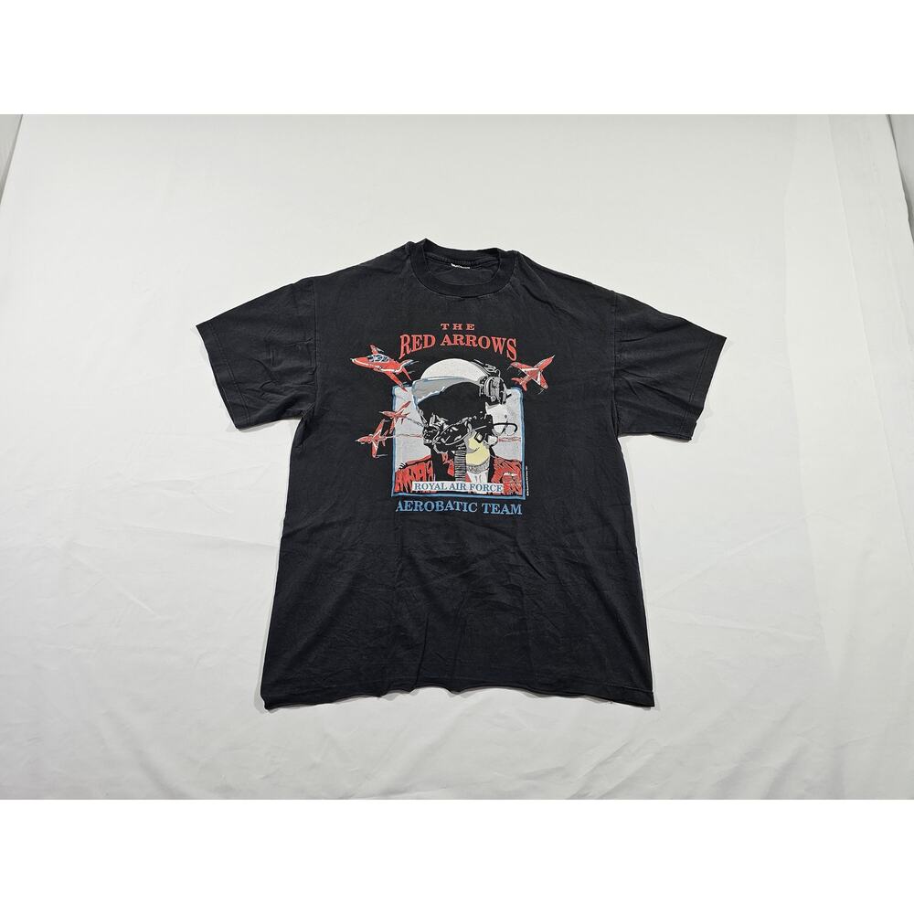 The Red Arrows RAF Acrobratic Team 90s Black T-shirt Sz L Royal Air force